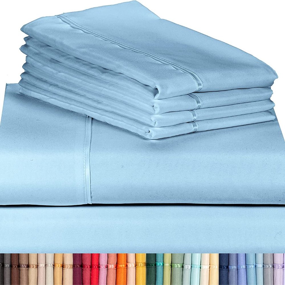 LuxClub 6 PC Sheet Set Sheets Deep Pockets 18" Eco Friendly Wrinkle Free Sheets - Picture 5 of 11